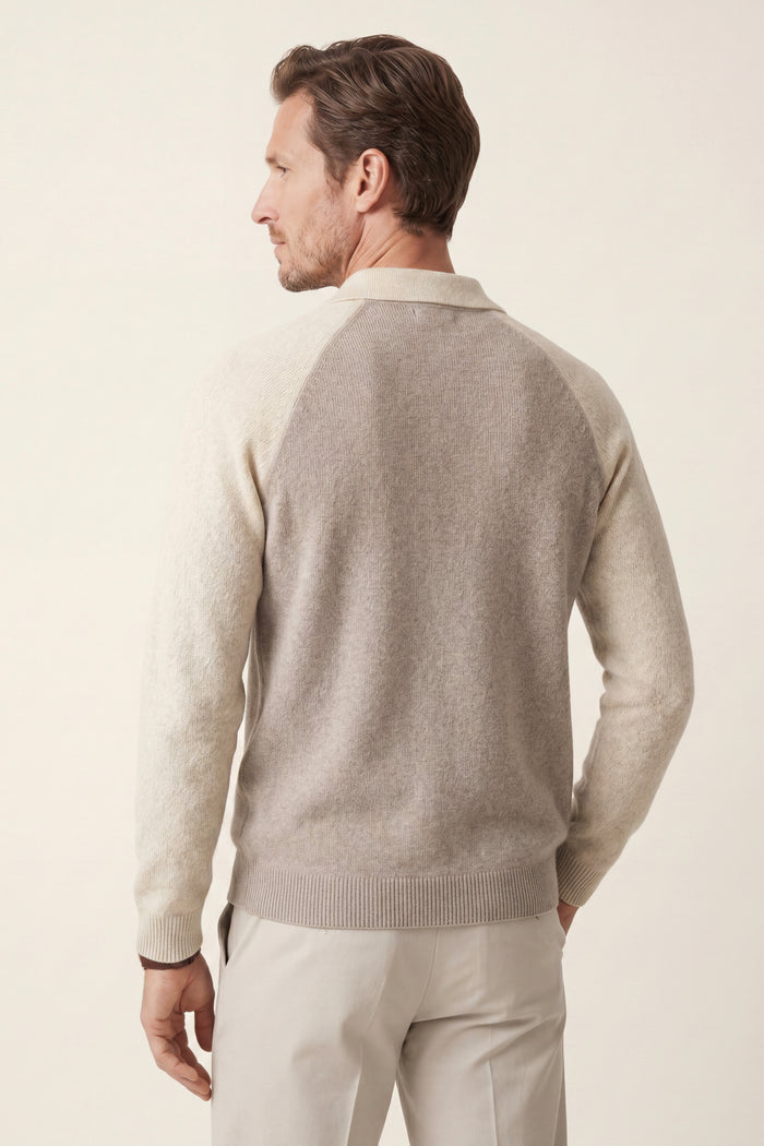 Raffaello Two-Tone Zip Polo Ivory