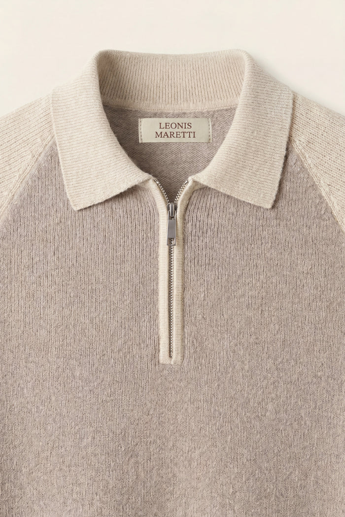Raffaello Two-Tone Zip Polo Ivory
