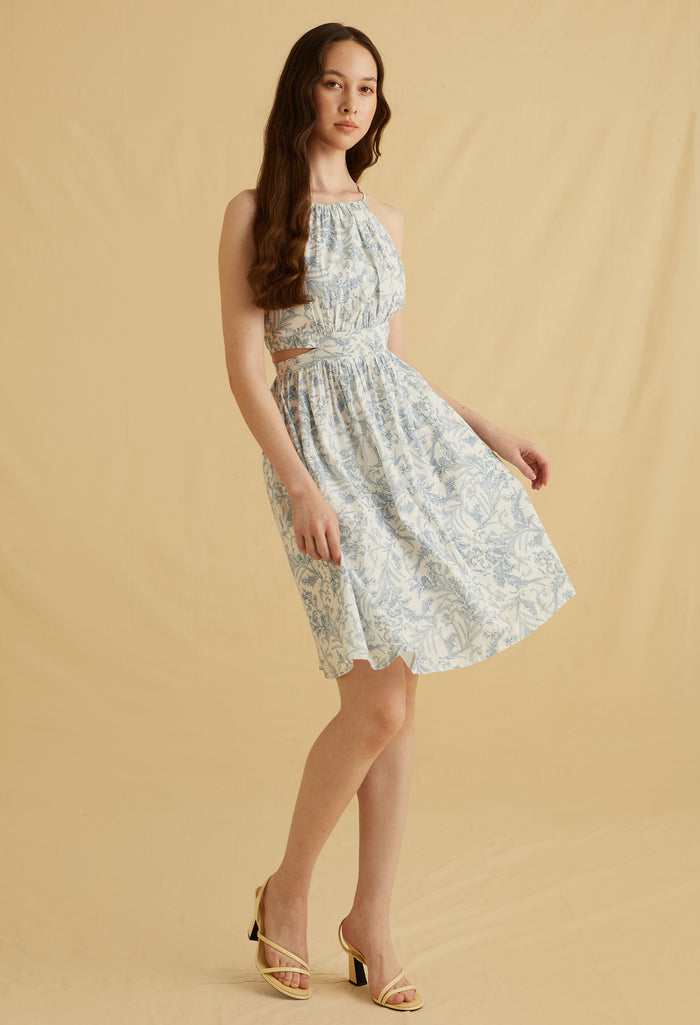 Ravello Bloom Halter Mini Dress