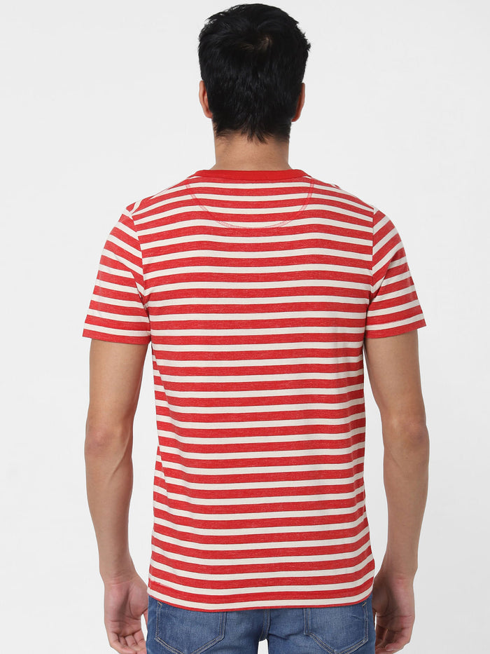Red Striped Crew Neck T-Shirt