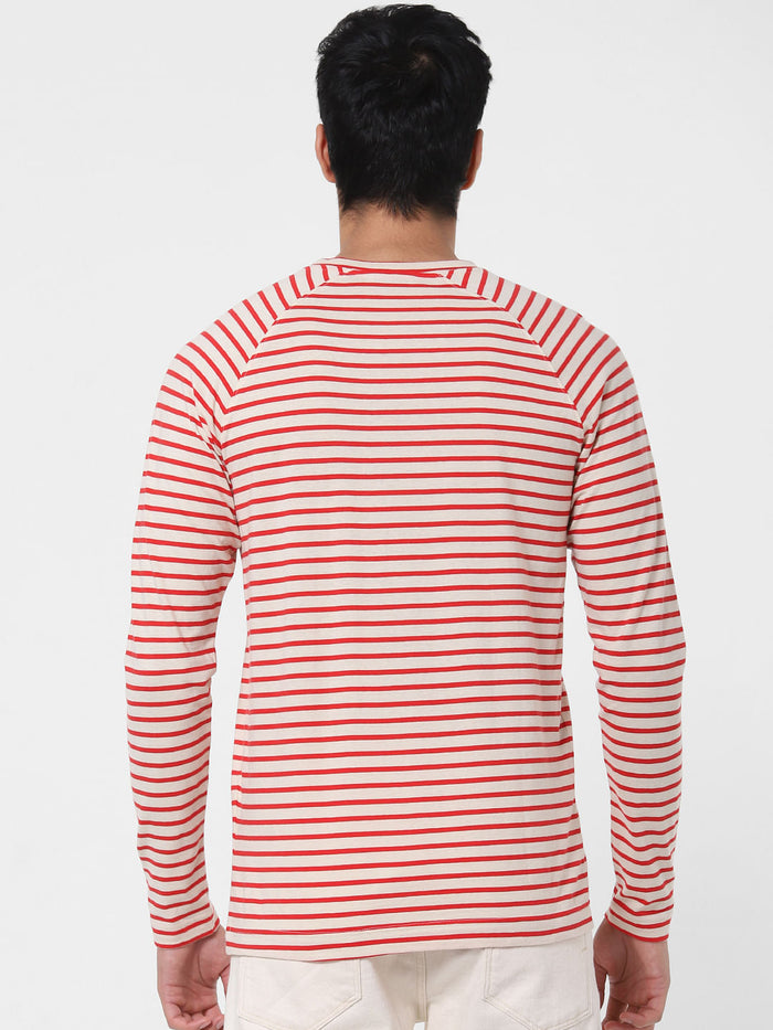 Red Striped Crew Neck T-Shirt