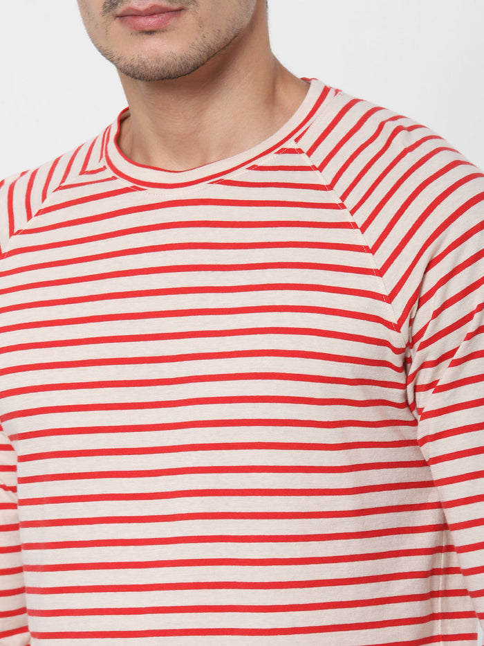 Red Striped Crew Neck T-Shirt