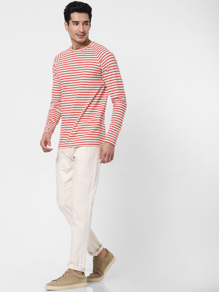 Red Striped Crew Neck T-Shirt