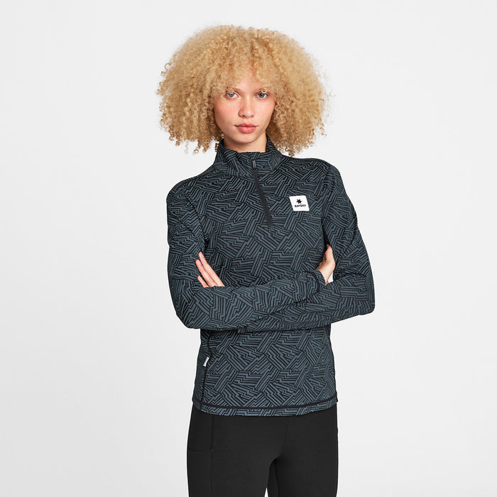 Saysky Reflective Pace Half Zip Long Sleeve Black Reflective Lightning 1050 OWRLS21C1050
