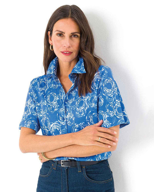 Regina Patterned Pure Cotton Short Sleeved Blouse - James Meade