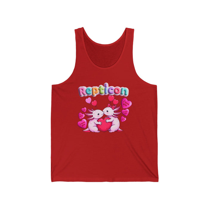 Repticon Unisex Jersey Tank w/ Valentine Axolotls