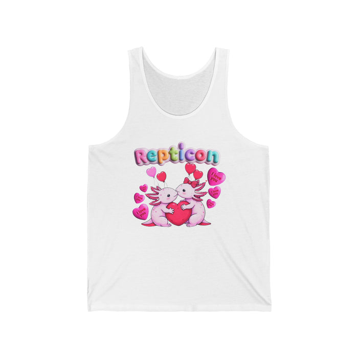 Repticon Unisex Jersey Tank w/ Valentine Axolotls