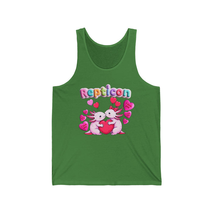 Repticon Unisex Jersey Tank w/ Valentine Axolotls