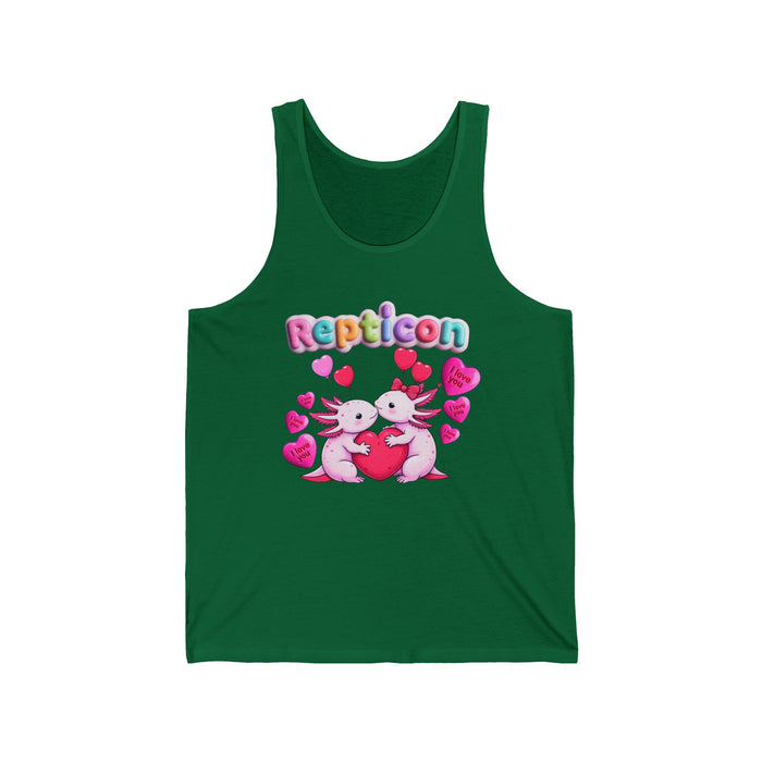 Repticon Unisex Jersey Tank w/ Valentine Axolotls
