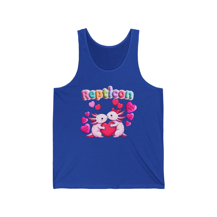 Repticon Unisex Jersey Tank w/ Valentine Axolotls