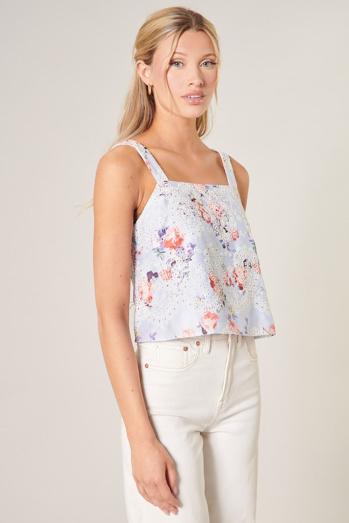 Rosalia Floral Eyelet Cropped Top