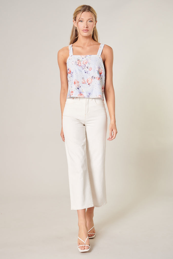 Rosalia Floral Eyelet Cropped Top