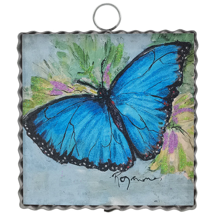 Round Top Print Mini Butterfly Blue Morpho