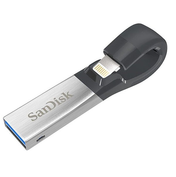 SanDisk iXpand Flash Drive 128GB for iPhone and iPad, Black/Silver, (SDIX30C-128G-GN6NE) - Shoppers-kart.com