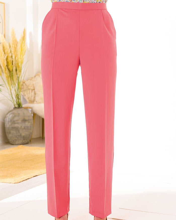 Sandown Pull On Trousers - Coral - The Classic Boutique