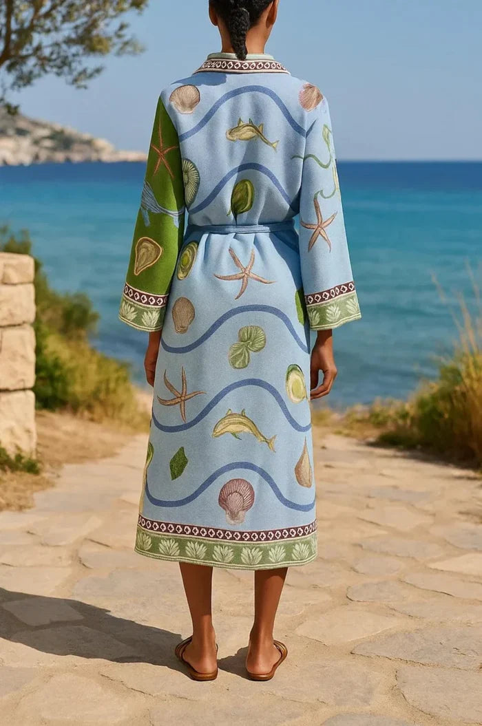 Sandra | Belted Printed Twill Midi Shirt Dress Dress