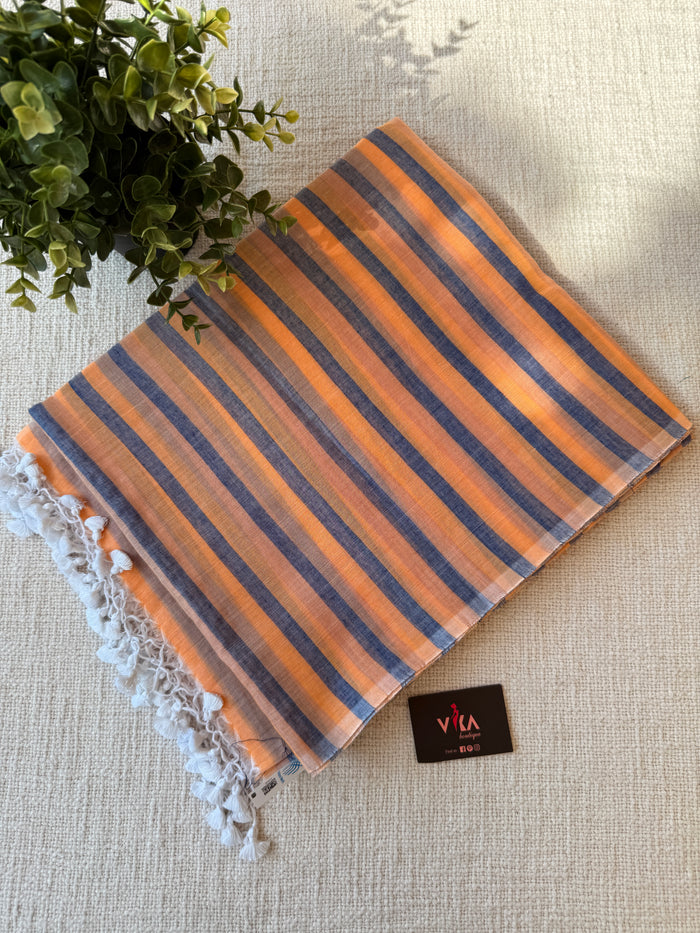 Self striped handloom cotton saree