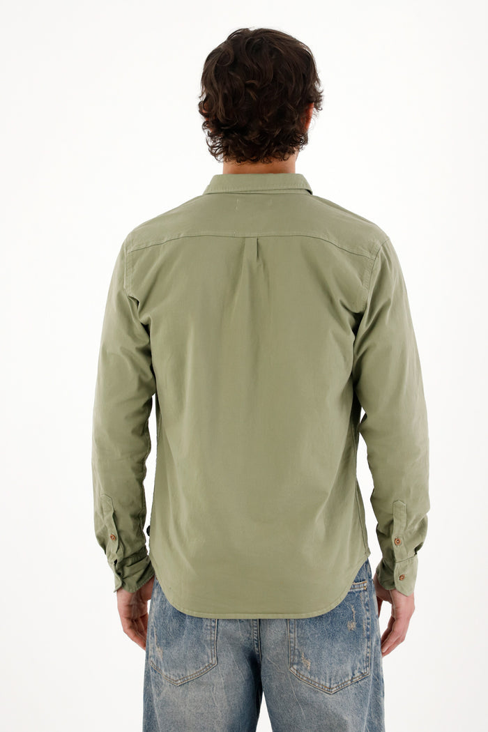 Shirt with flap pockets and overdye for men