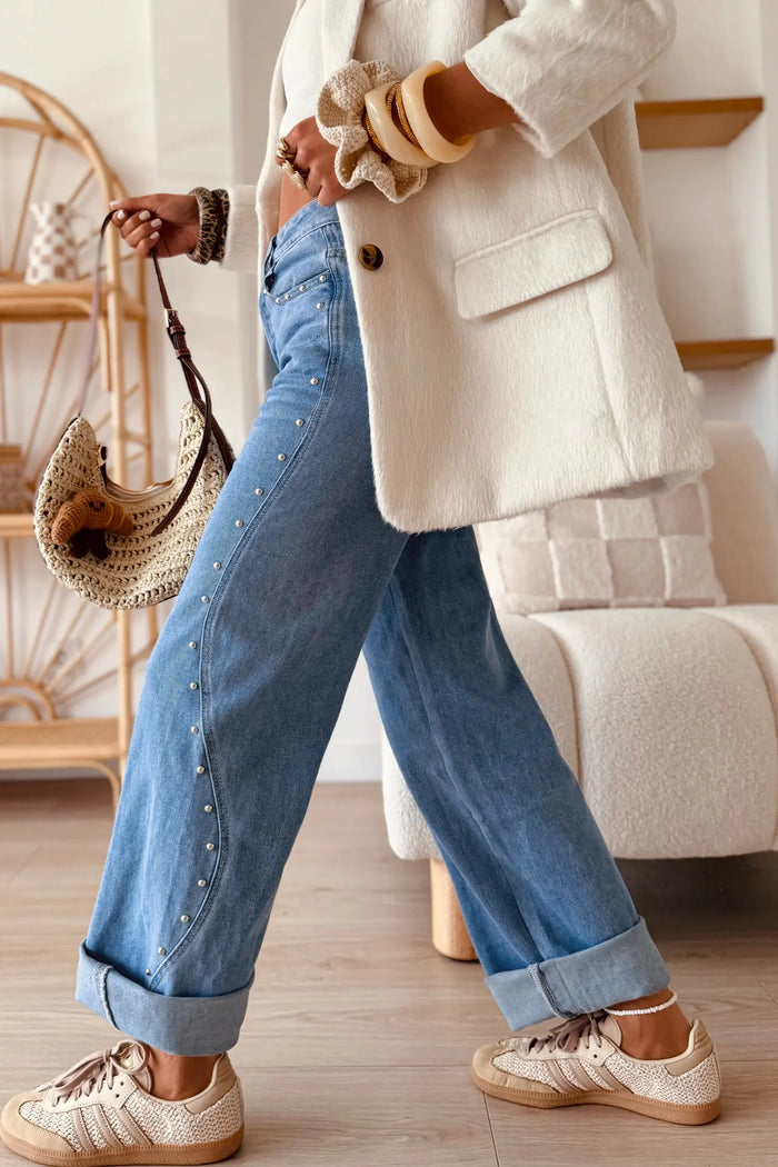 Side Seam Rivet Detail Ankle Length Casual Jeans – Coffee