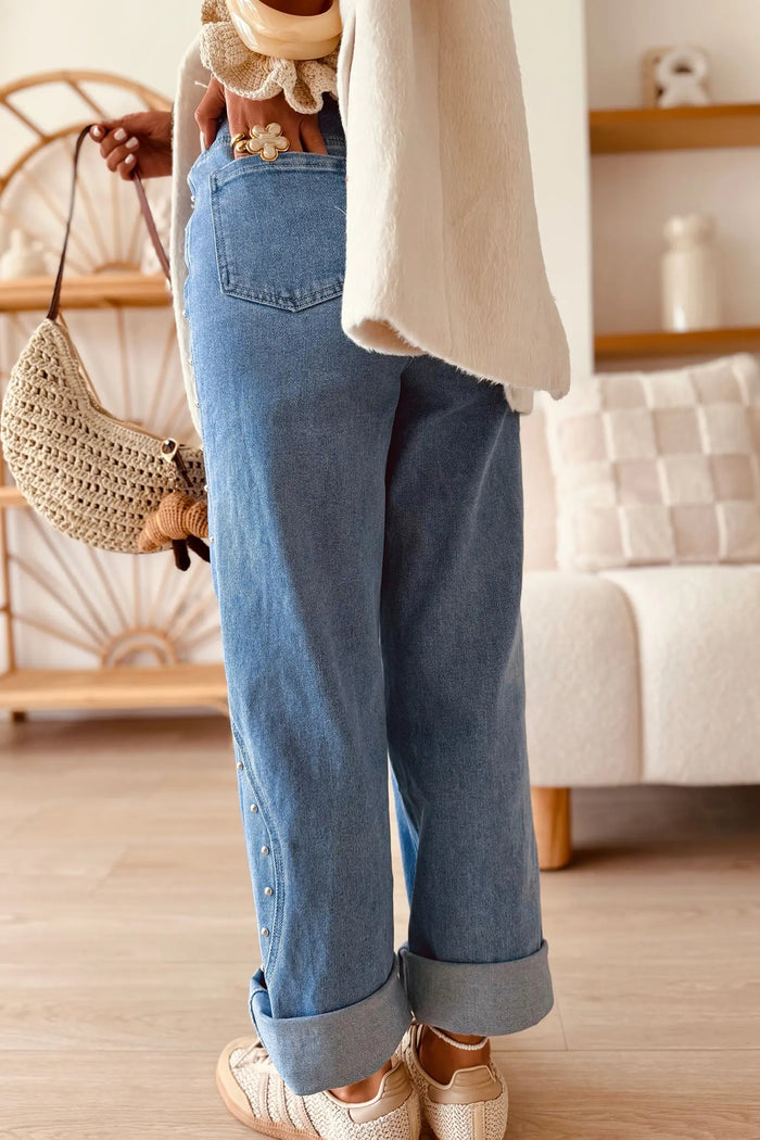 Side Seam Rivet Detail Ankle Length Casual Jeans – Coffee