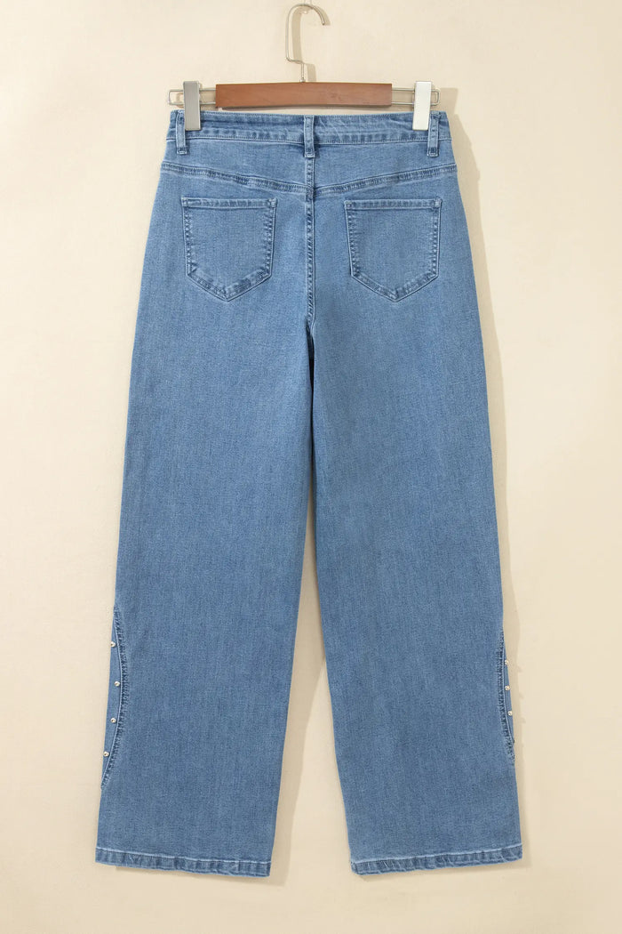 Side Seam Rivet Detail Ankle Length Casual Jeans – Coffee