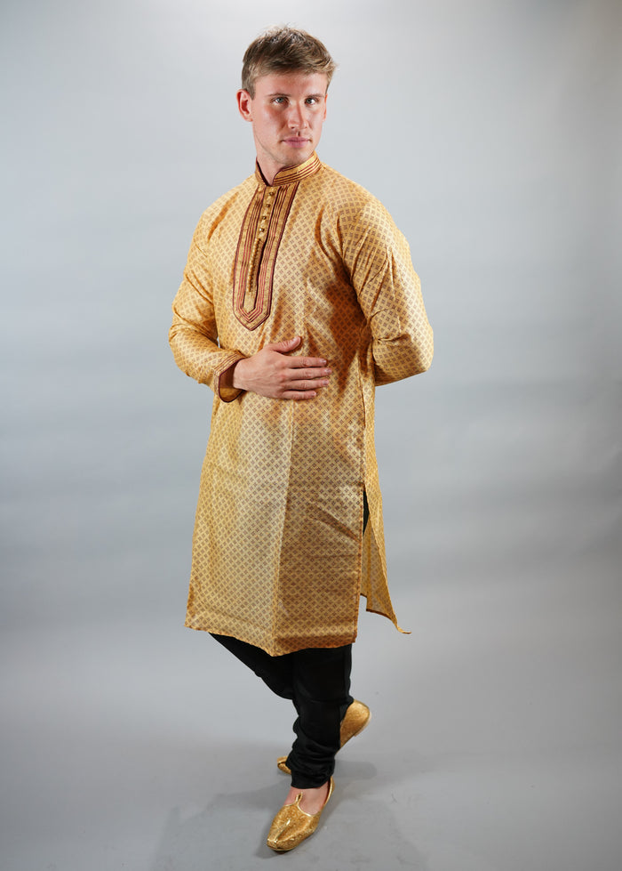 Silk Butterscotch Yellow Men's Kurta