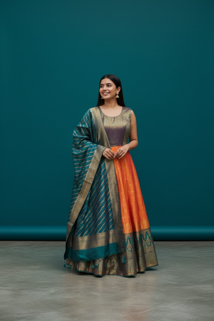 Silk long gown