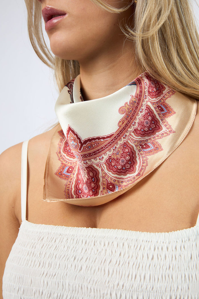 Silk Scarf Mini Paisley Purple