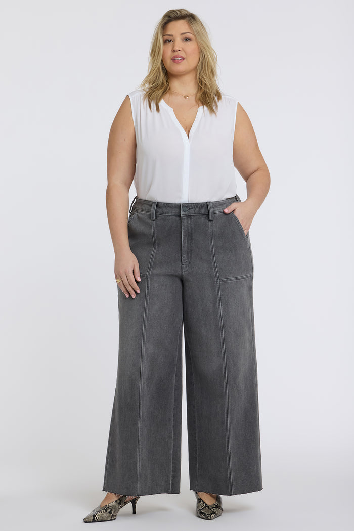 Simone Wide Leg Jeans In Plus Size - Dusty Ash