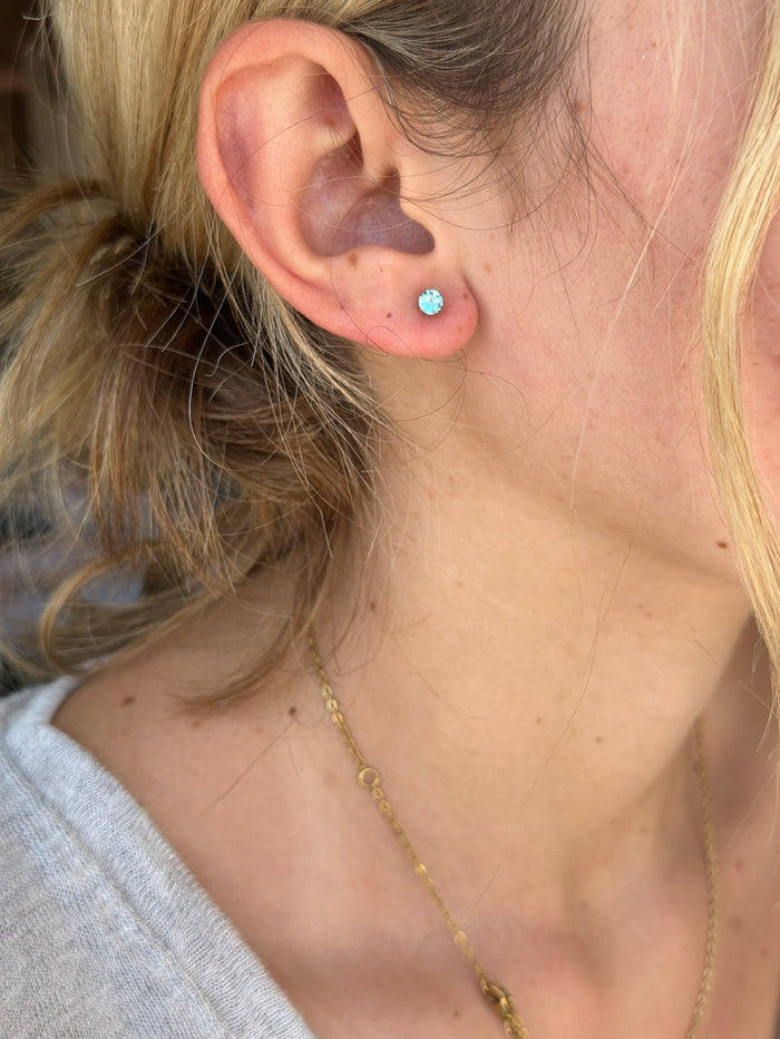sky blue silver studs