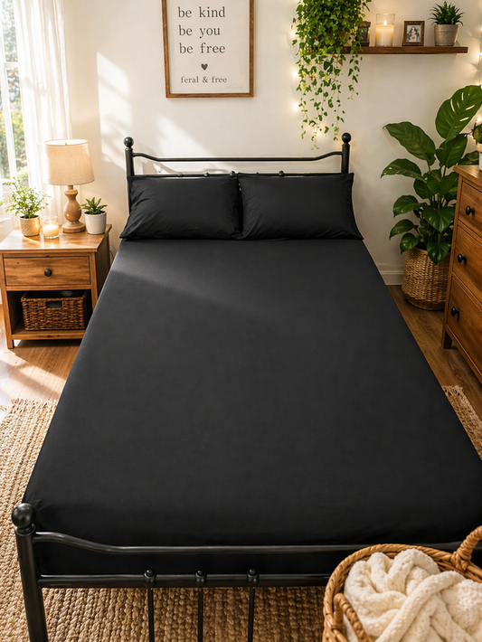 Solid Black Twin Sheet (fits a queen)