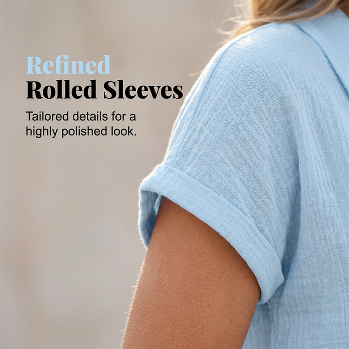 Soralyne - T-shirt femme ample à col V en tissu texturé léger