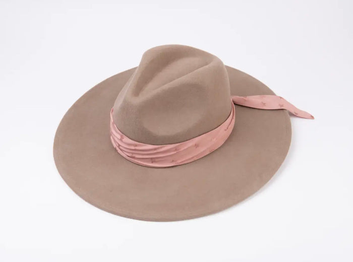 Stardust Bandana Wool Fedora - Latte