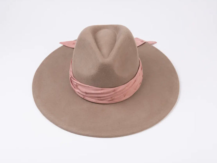 Stardust Bandana Wool Fedora - Latte