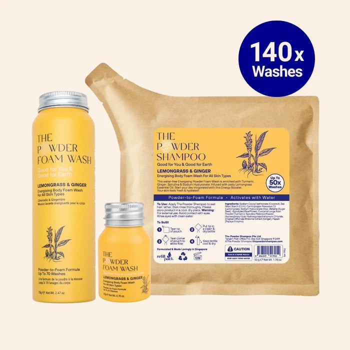Starter Kit (140x Washes) - Energising Body Foam Wash For All Skin Types Lemongrass & Turmeric
