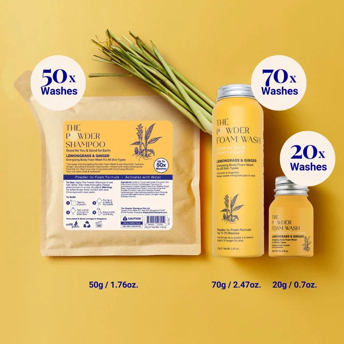 Starter Kit (140x Washes) - Energising Body Foam Wash For All Skin Types Lemongrass & Turmeric