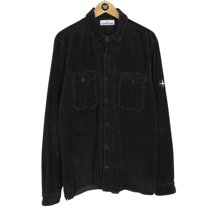 Stone Island AW 2020 Black Long Sleeve Jumbo Corduroy Shirt
