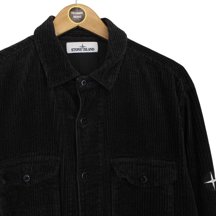 Stone Island AW 2020 Black Long Sleeve Jumbo Corduroy Shirt