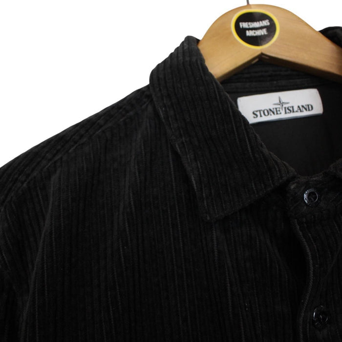 Stone Island AW 2020 Black Long Sleeve Jumbo Corduroy Shirt