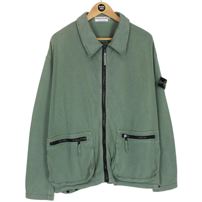 Stone Island SS 1995 Green Full Zip Cotton Sweatshirt