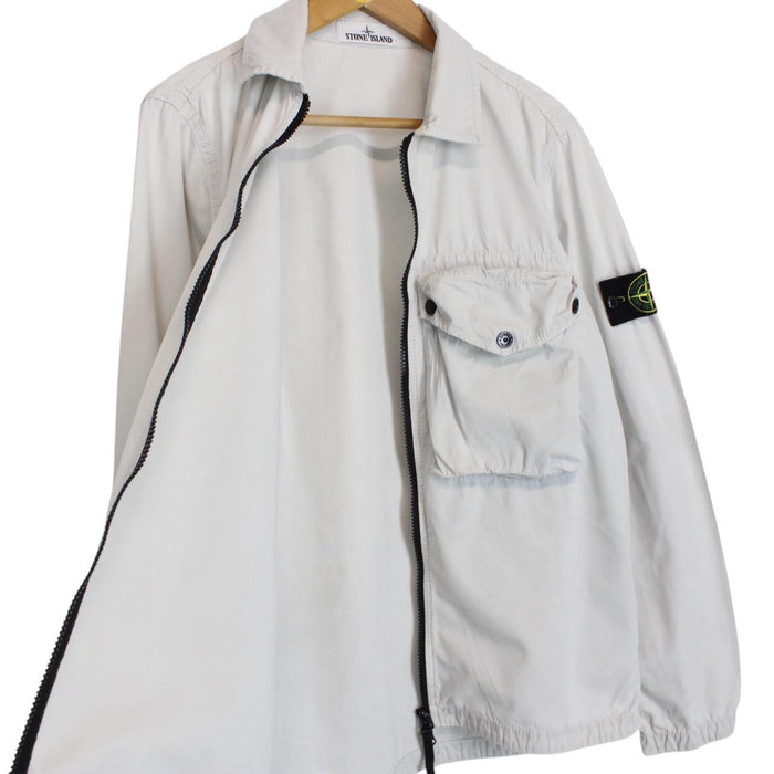 Stone Island SS 2021 Pale Blue Full Zip Cotton Overshirt Jacket
