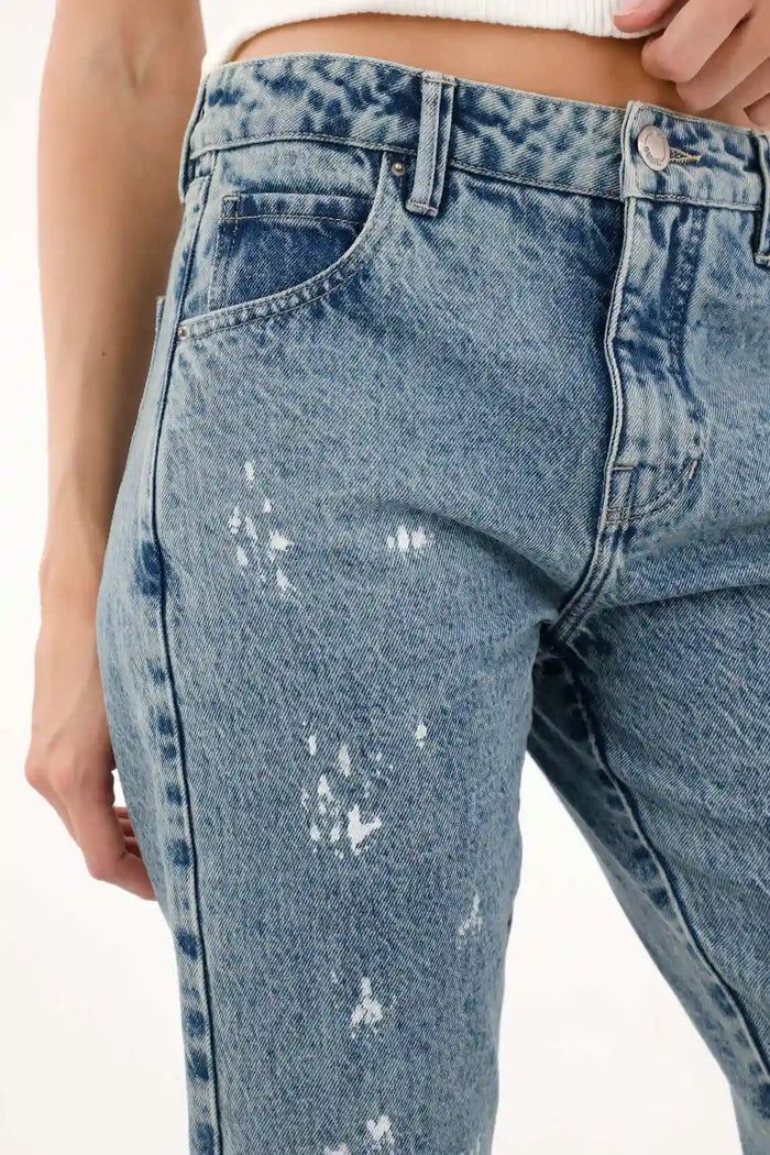 Straight Jeans with White Pigment Drops for Women