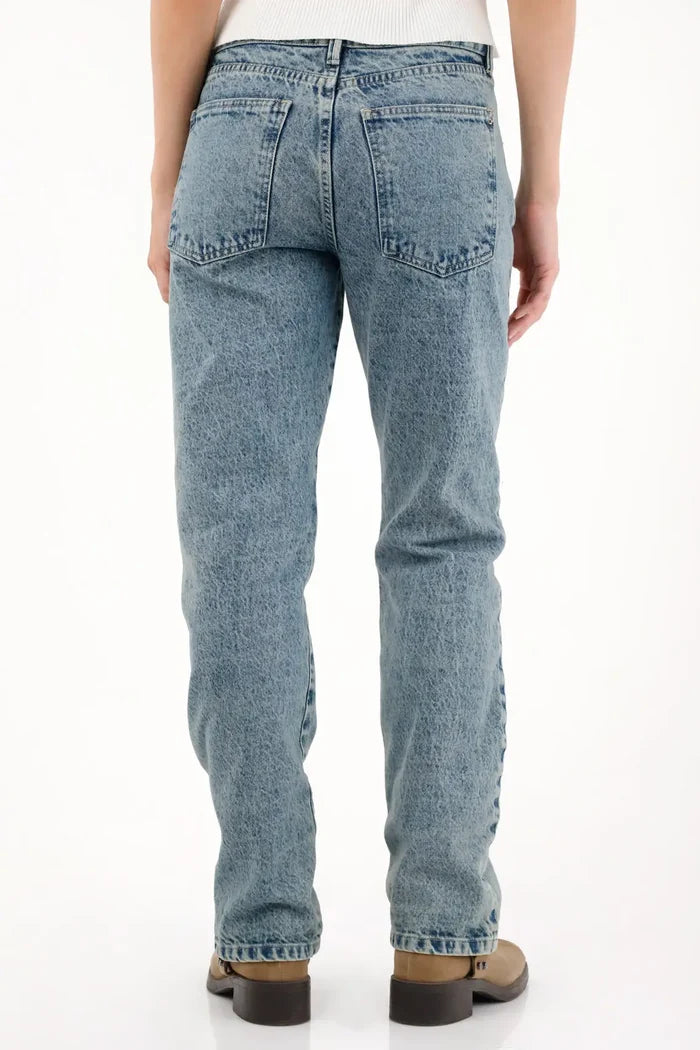 Straight Jeans with White Pigment Drops for Women