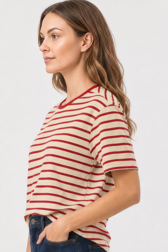 Striped Ringer Tee - Red Stripe