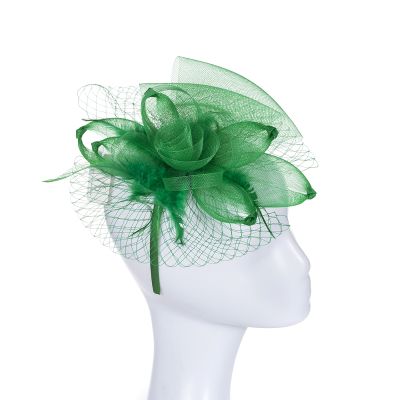 Stylish Tulle and Feather Fascinator (Green or Pink)