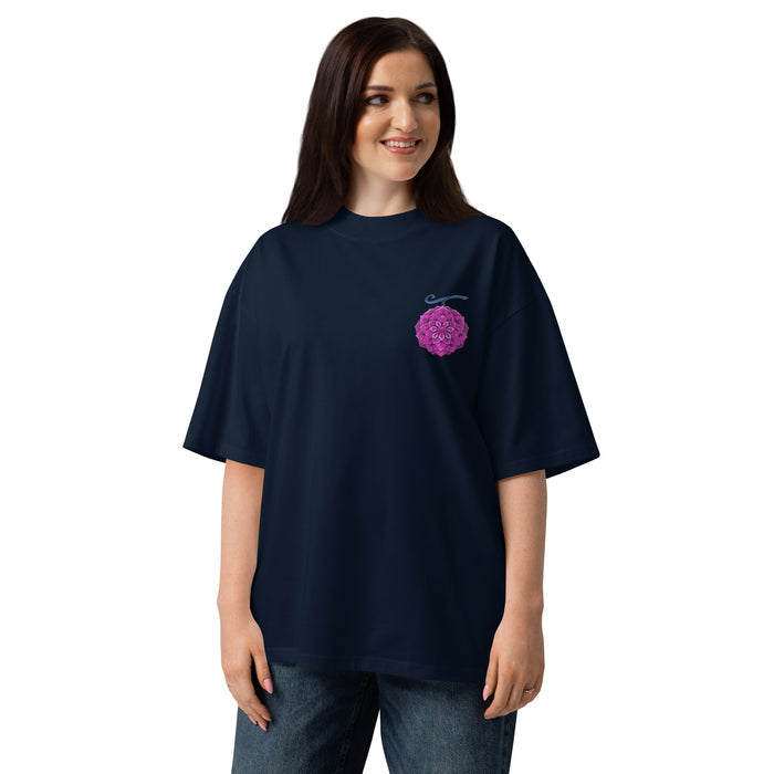T-shirt col montant collage manga bleu marine face