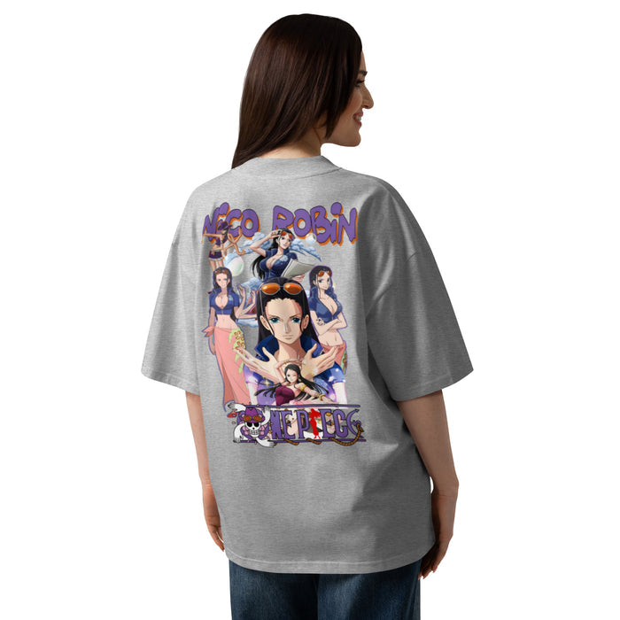 T-shirt col montant collage manga gris chiné dos - collage aventure pirate