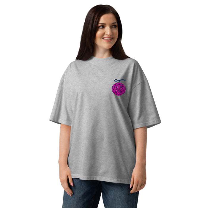 T-shirt col montant collage manga gris chiné face
