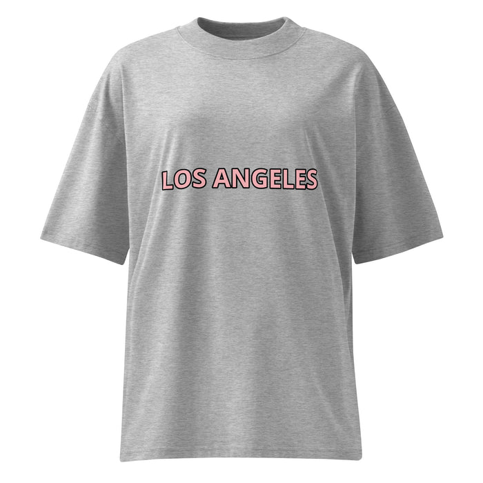 T-shirt oversize col montant Los Angeles Superior Gris Chiné face - texte imprimé Los Angeles à la poitrine