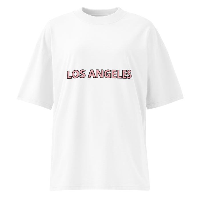 T-shirt oversize col montant Los Angeles Superior Blanc face - texte imprimé Los Angeles à la poitrine
